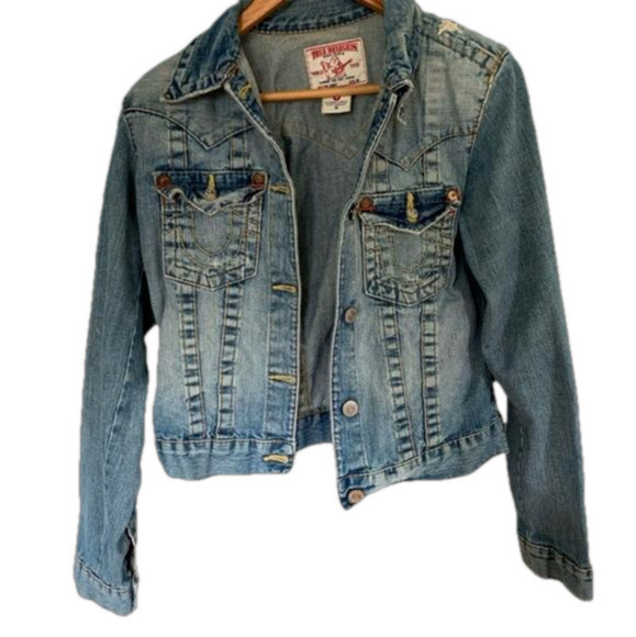 🌸Host Pick 🌸 True Religion Denim  Jean Jacket World tour Medium - Picture 1 of 5